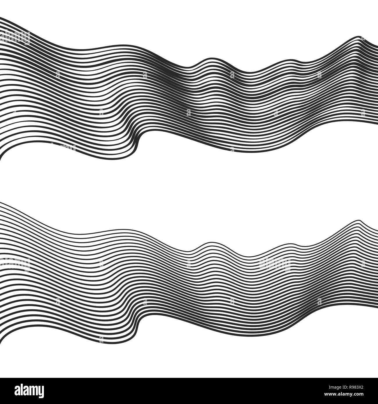 Abstrakte linearen Muster. Vector Illustration. Schwarzer Hintergrund mit Wave Linien Stock Vektor