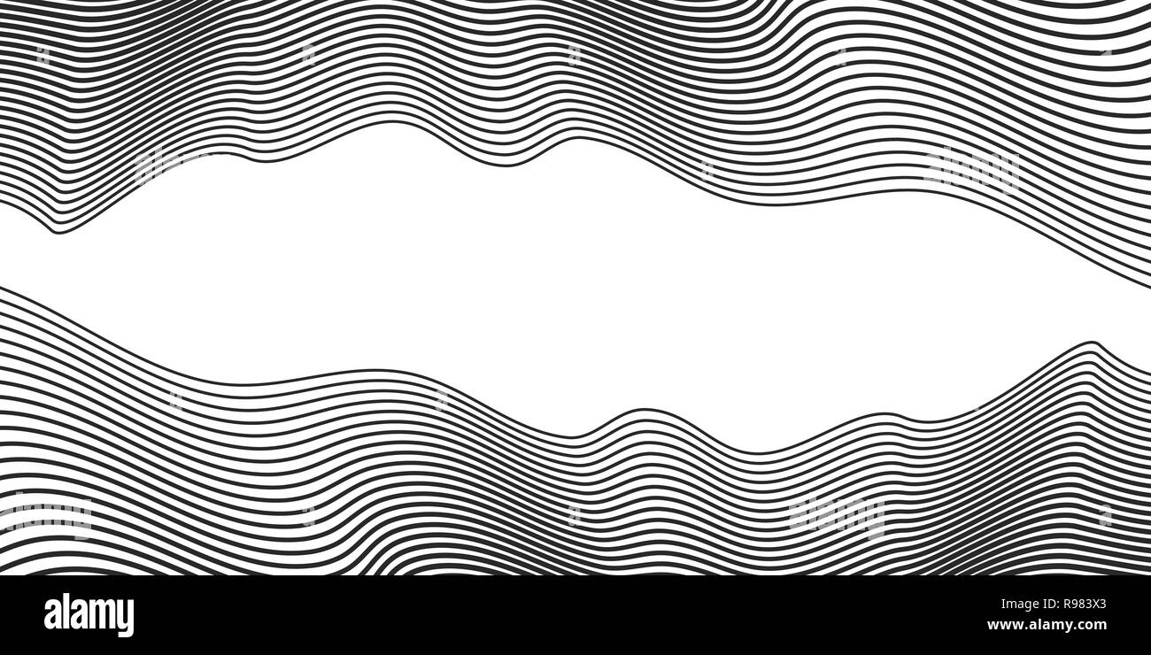 Abstrakte linearen Muster. Vector Illustration. Schwarzer Hintergrund mit Wave Linien Stock Vektor