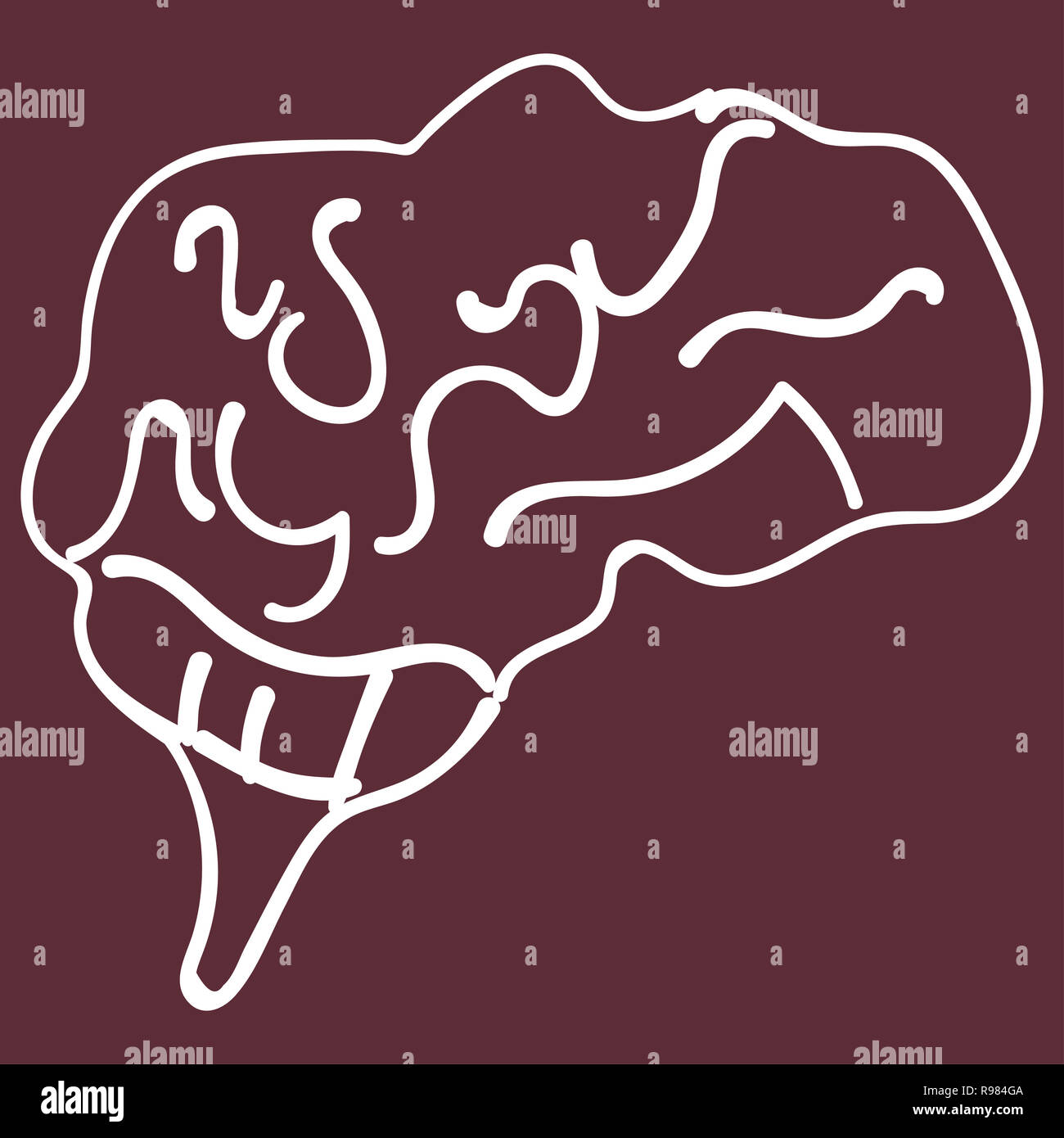 Kinder s Zeichnung des menschlichen Gehirns. Doodle, Symbol Stockfoto