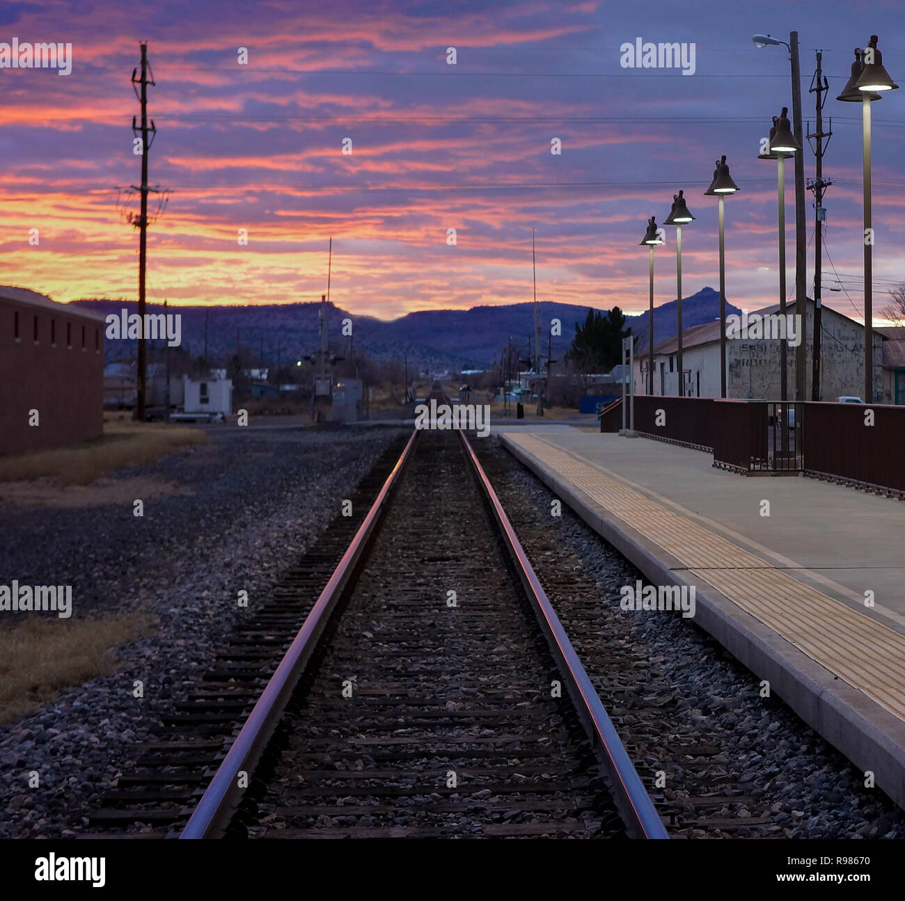 Leere Amtrak Bahnhof, Alpine, Texas Stockfoto