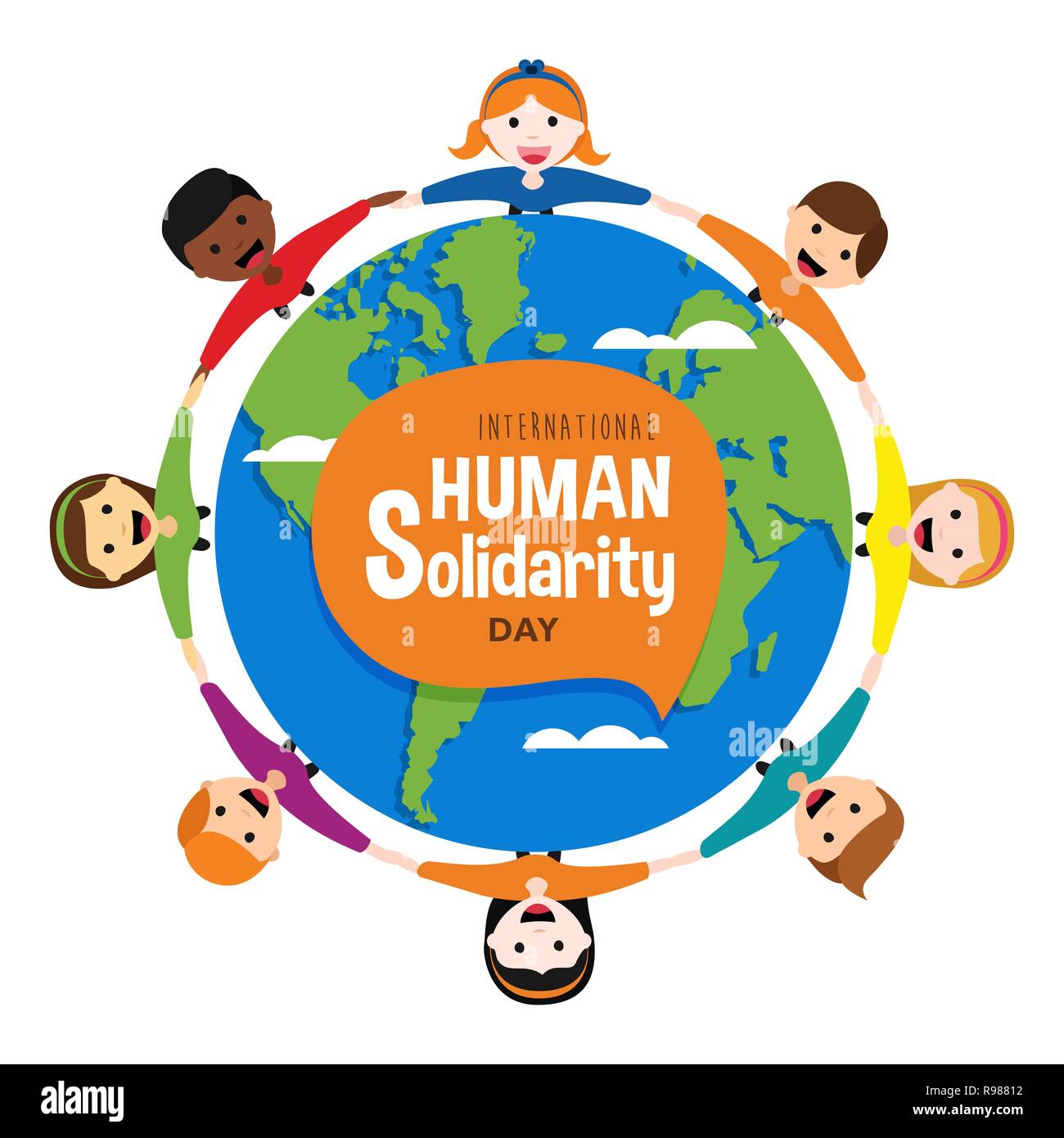 Internationaler Tag der menschlichen Solidarität Abbildung. Menschen aus verschiedenen Kulturen 
