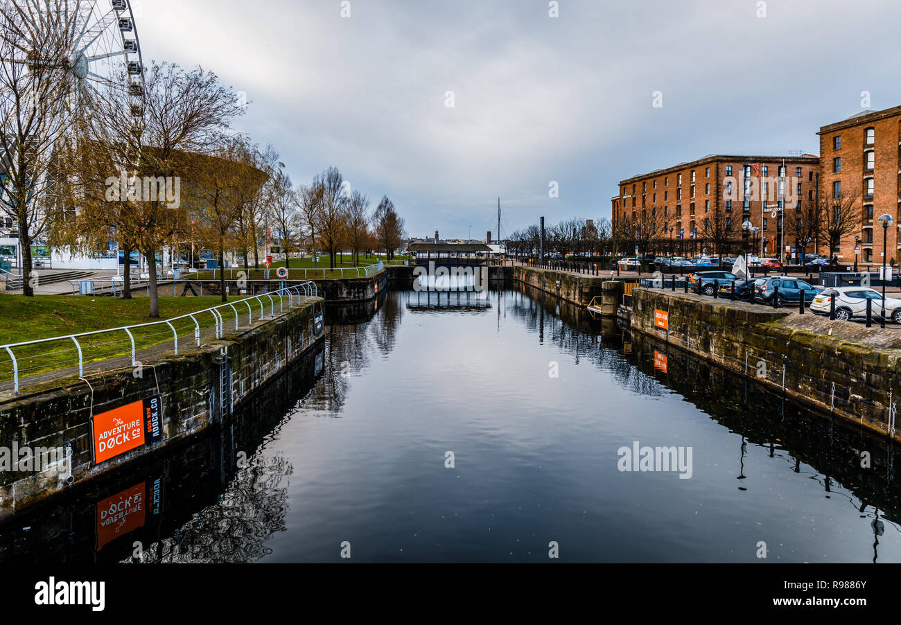 Herzöge Dock in Liverpool, Großbritannien Stockfoto