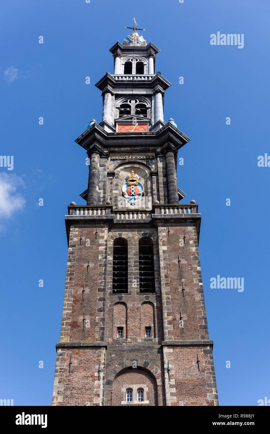 Die Westerkerk Kirche in Amsterdam, Niederlande Stockfoto