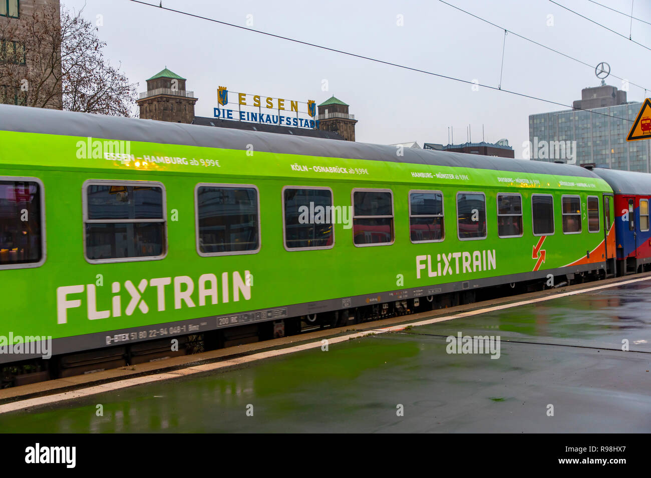 Flixtrain, günstige Zug Anbieter in Essen, Deutschland Stockfoto