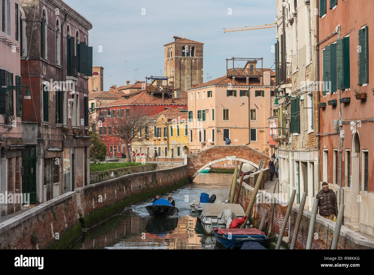 Venedig, Italien, 23. März, 2018: Tag Blick auf der Seite Kanal in Venedig, Italien Stockfoto