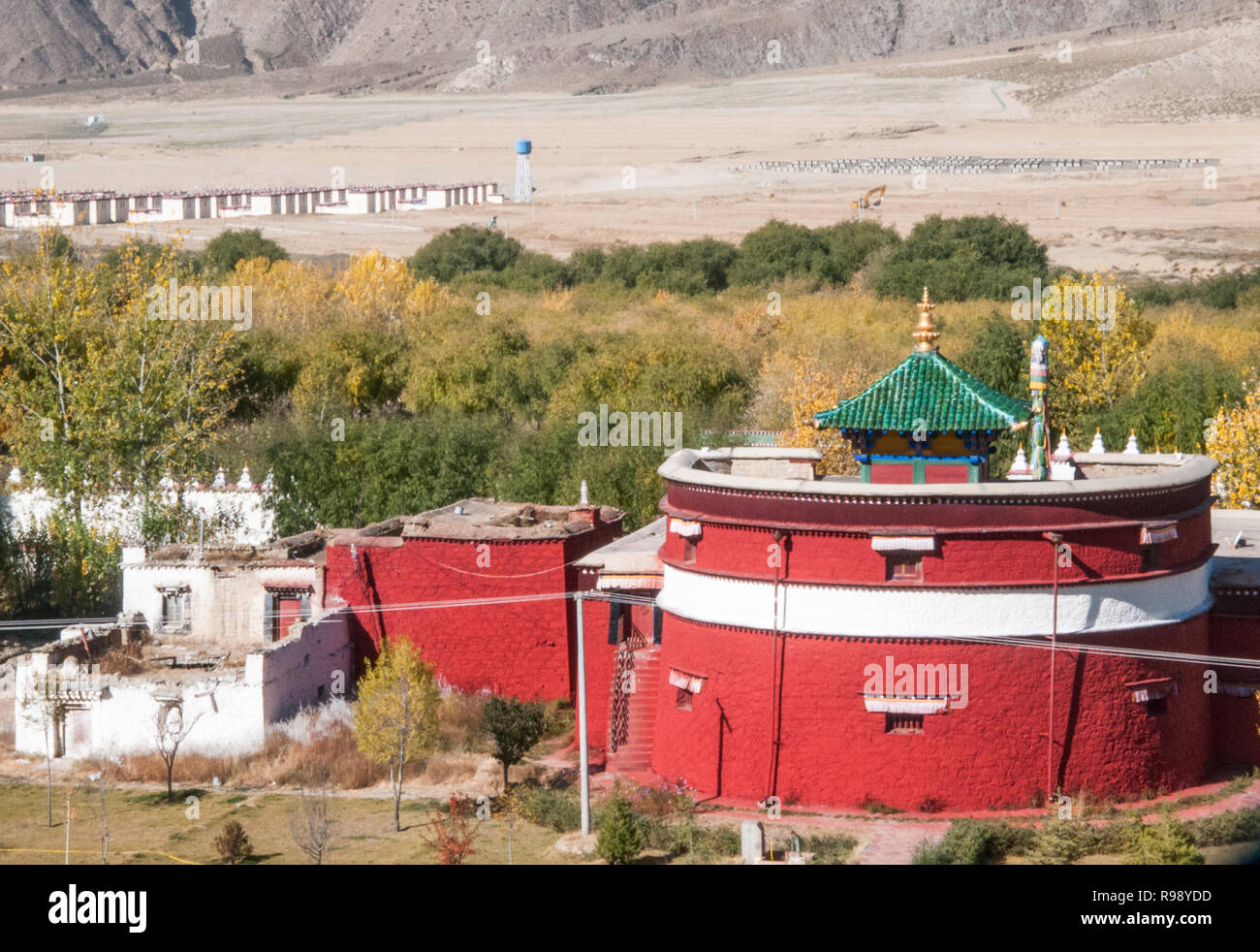 Jetzt 1200 Jahre alt, Kloster Samye, neben dem Yarlung Tsangpo. Guru Rinpoche gegründet erste Kloster Tibets hier. Stockfoto