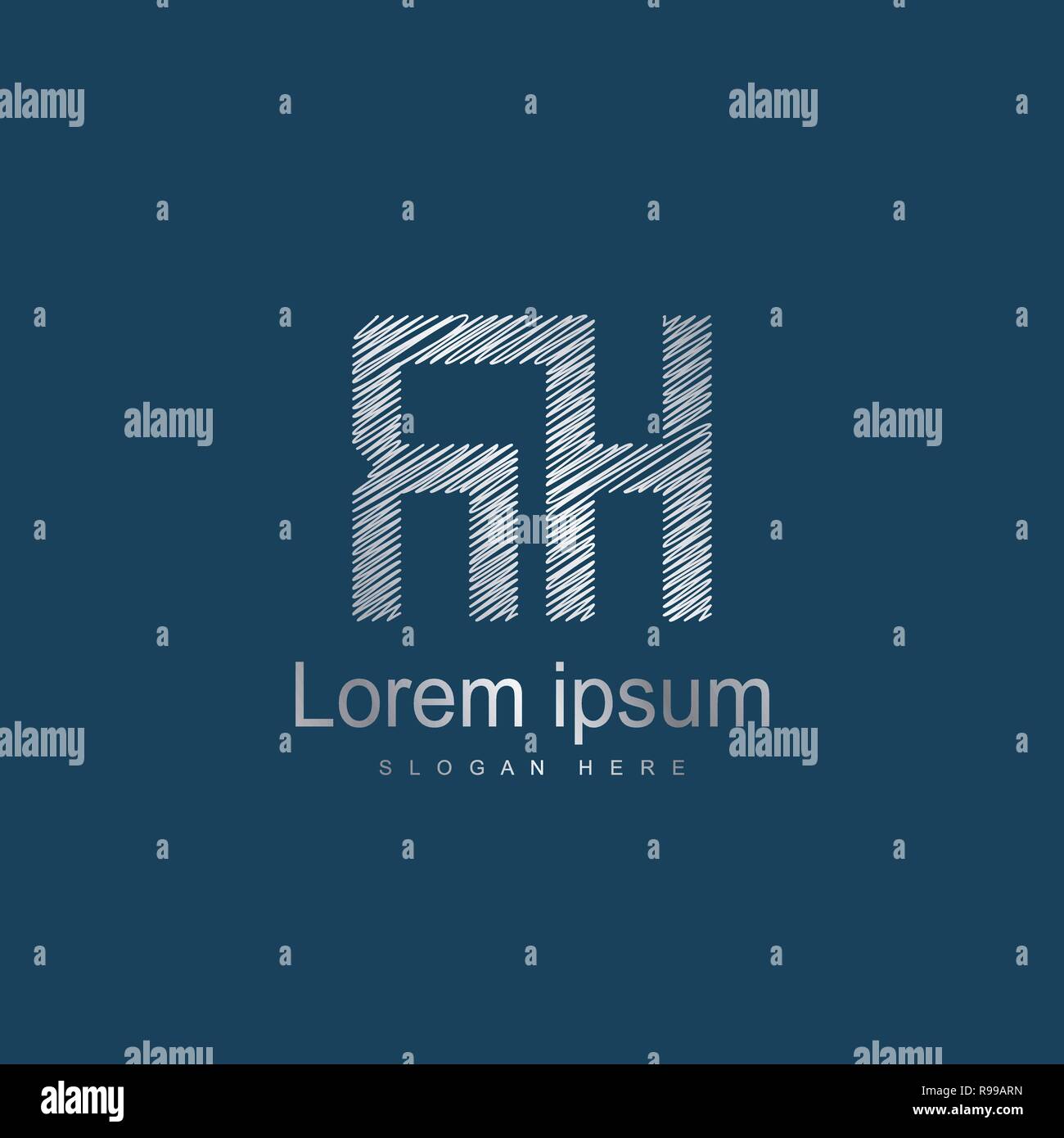 Anfangsbuchstaben RH Logo Vorlage Vektor Design. Silber schreiben Logo Stock Vektor