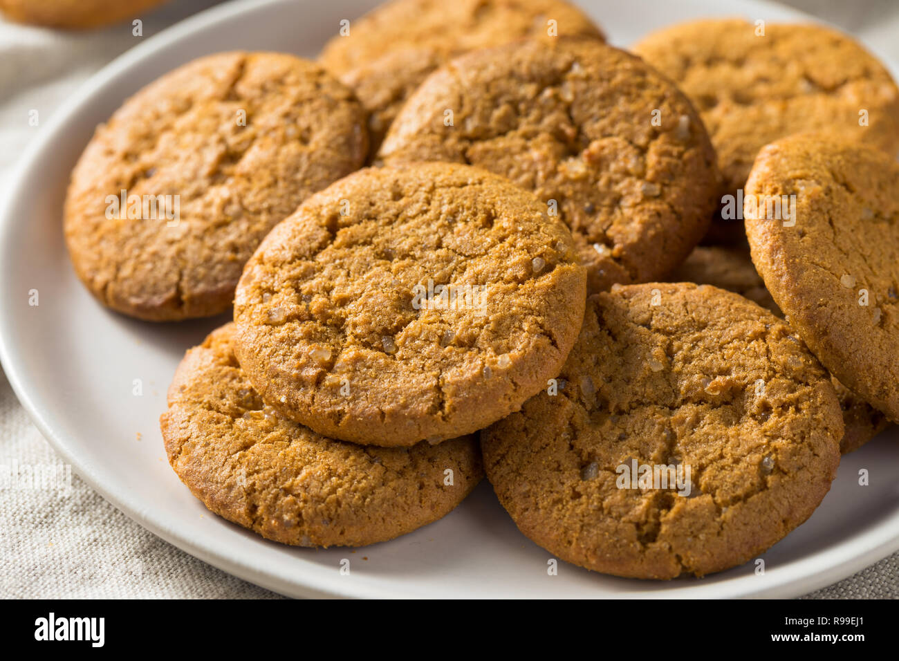 Hausgemachte Ginger Snap Cookies bereit zu Essen Stockfoto