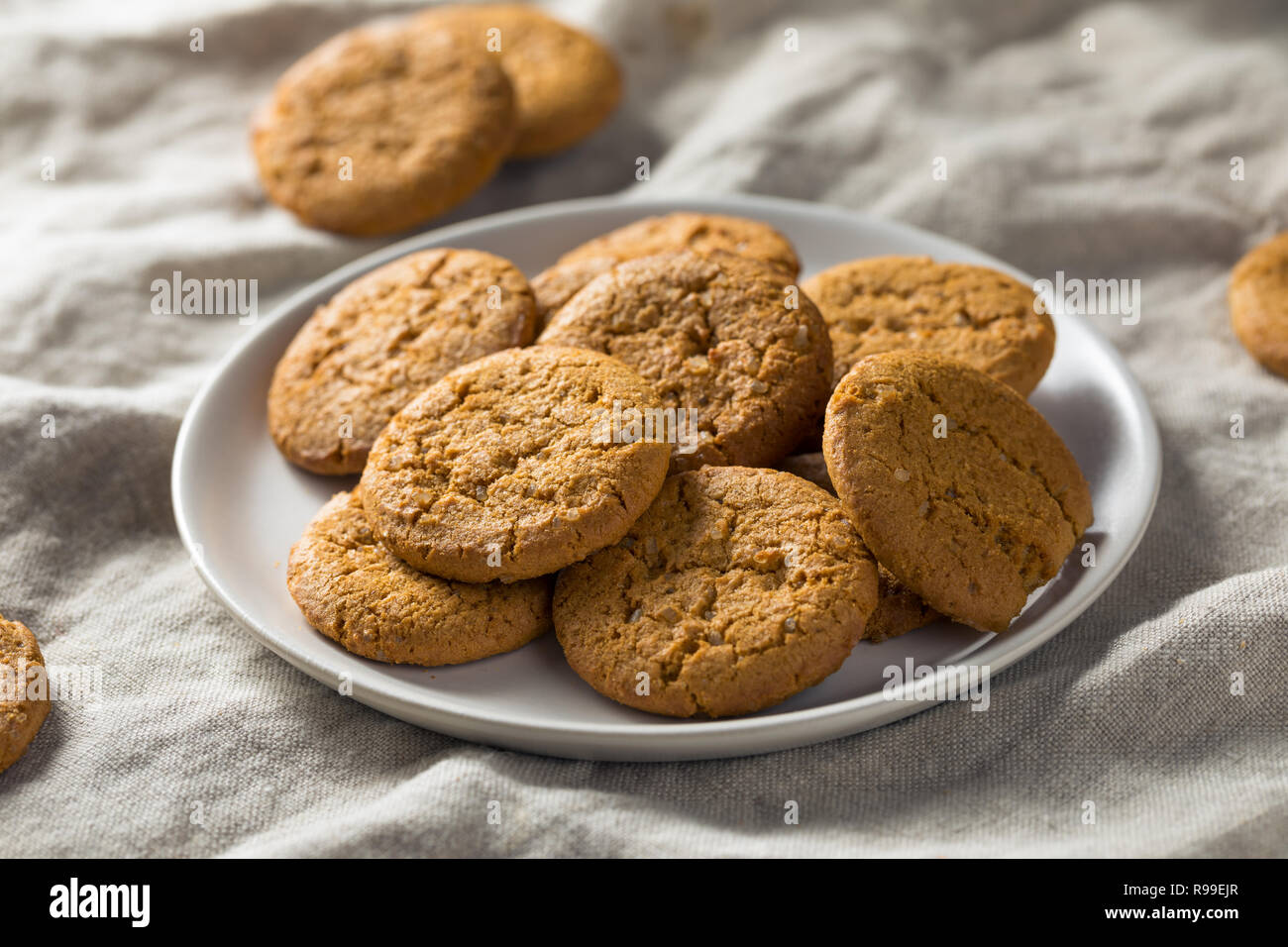 Hausgemachte Ginger Snap Cookies bereit zu Essen Stockfoto