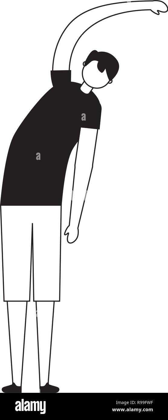 Mann stretching Tagesablauf morgen Vector Illustration Stock Vektor