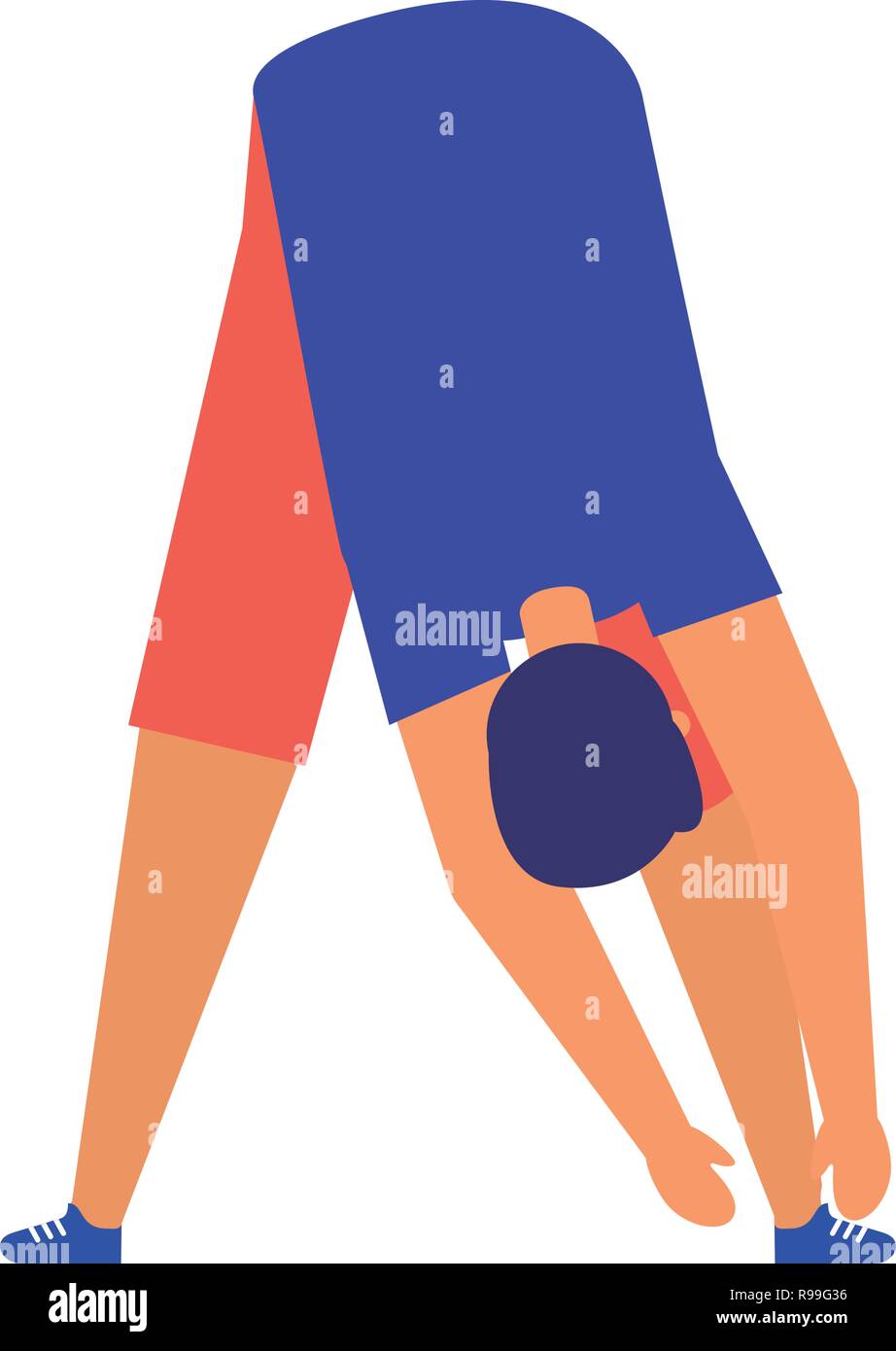 Mann stretching Tagesablauf morgen Vector Illustration Stock Vektor