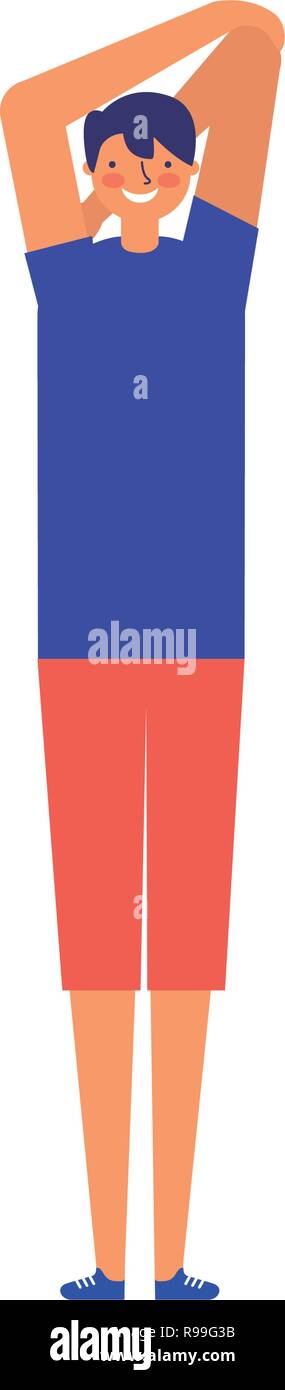 Mann stretching Tagesablauf morgen Vector Illustration Stock Vektor