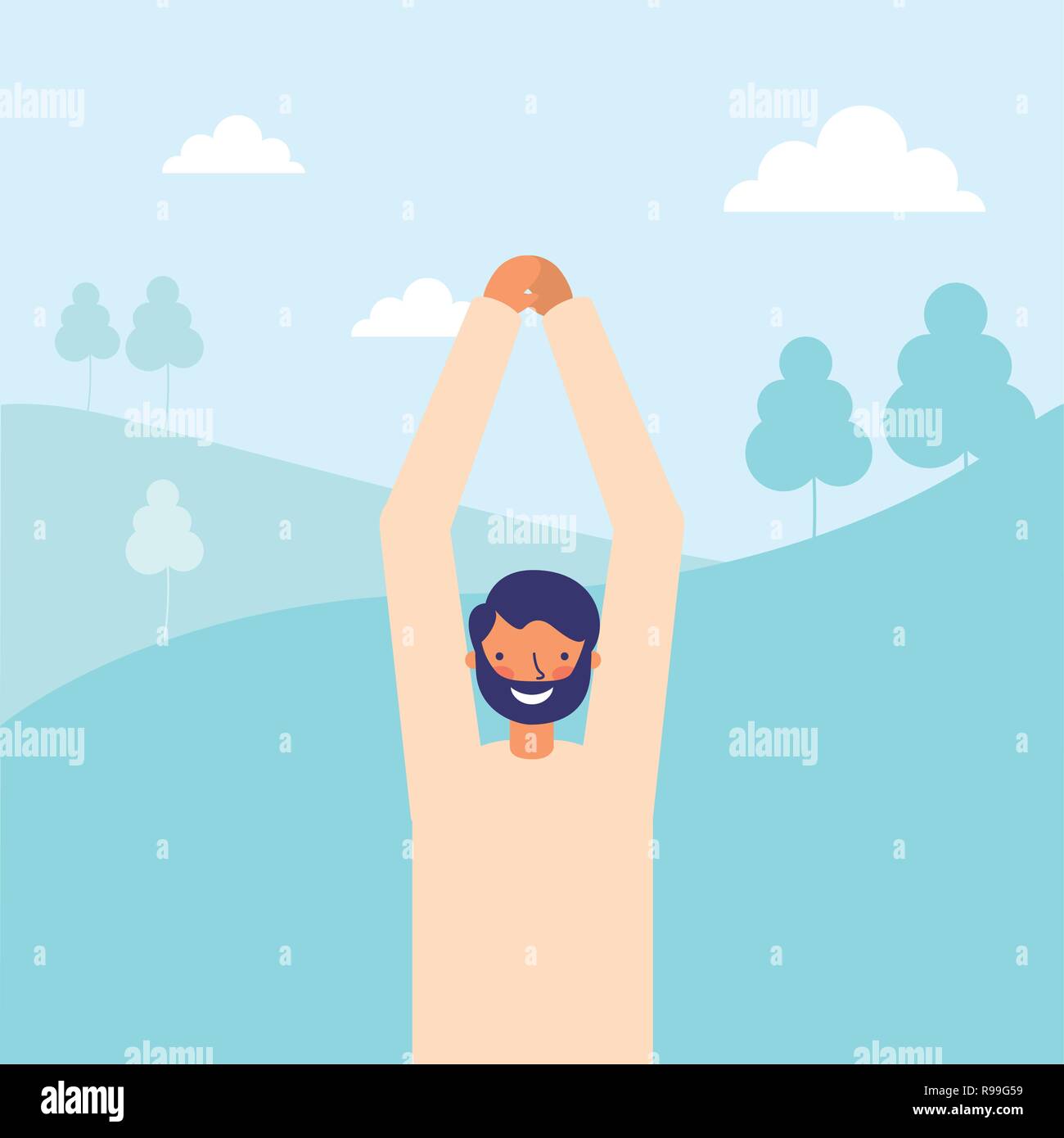 Mann stretching Tagesablauf morgen Vector Illustration Stock Vektor