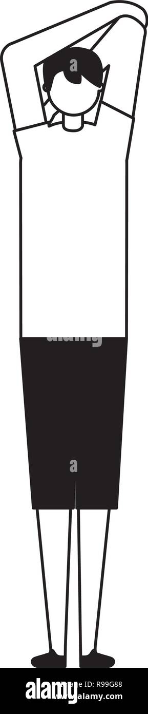 Mann stretching Tagesablauf morgen Vector Illustration Stock Vektor