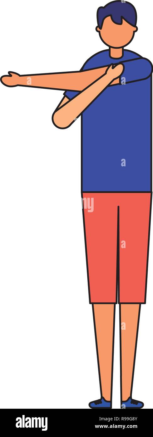 Mann stretching Tagesablauf morgen Vector Illustration Stock Vektor