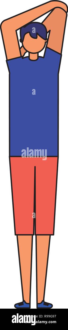 Mann stretching Tagesablauf morgen Vector Illustration Stock Vektor