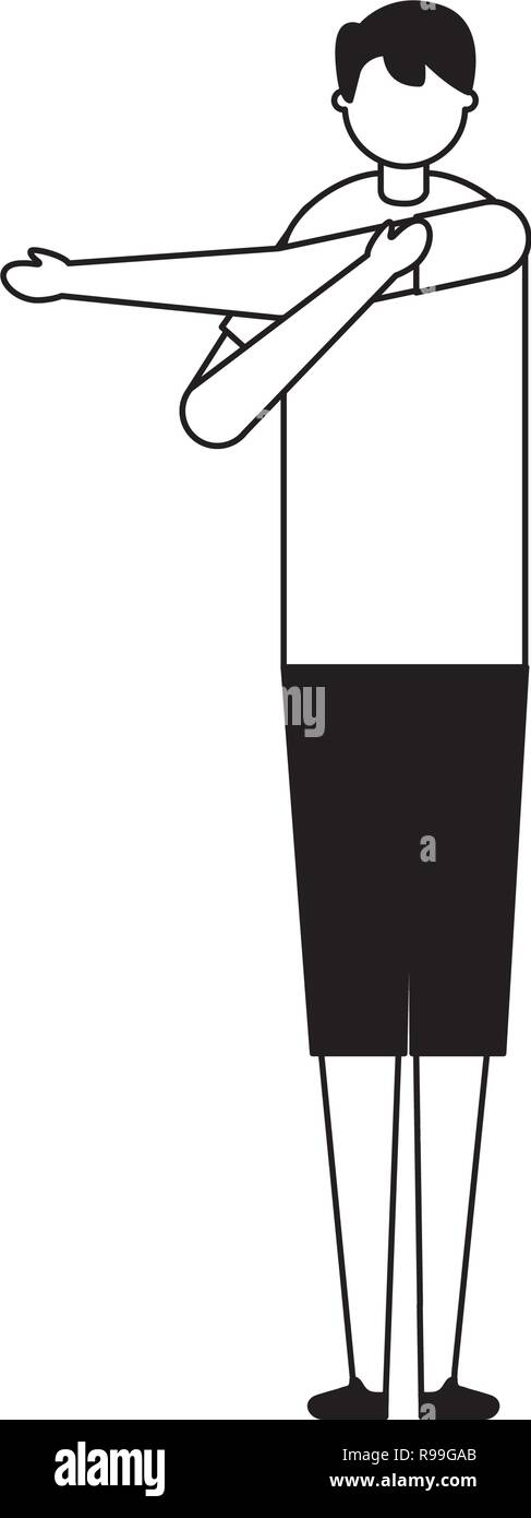 Mann stretching Tagesablauf morgen Vector Illustration Stock Vektor