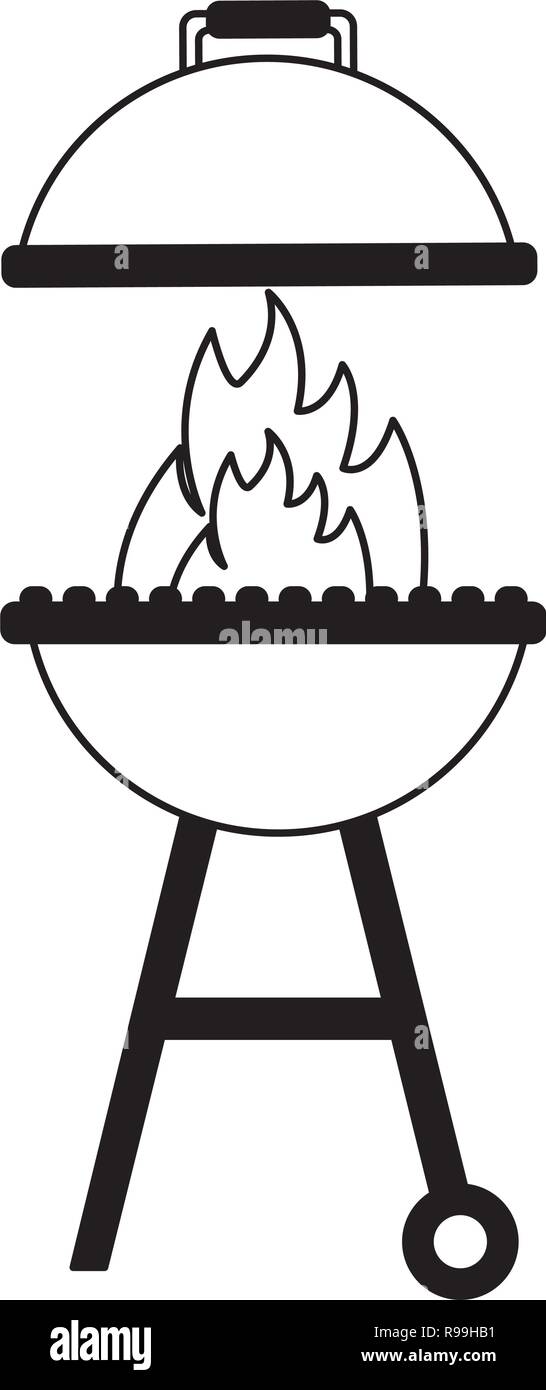 Grill Grill Flamme auf weißem Hintergrund Vector Illustration Stock Vektor
