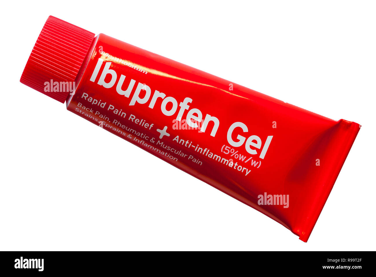 Tube Mentholatum Ibuprofen Gel isoliert auf weißem Hintergrund Stockfoto