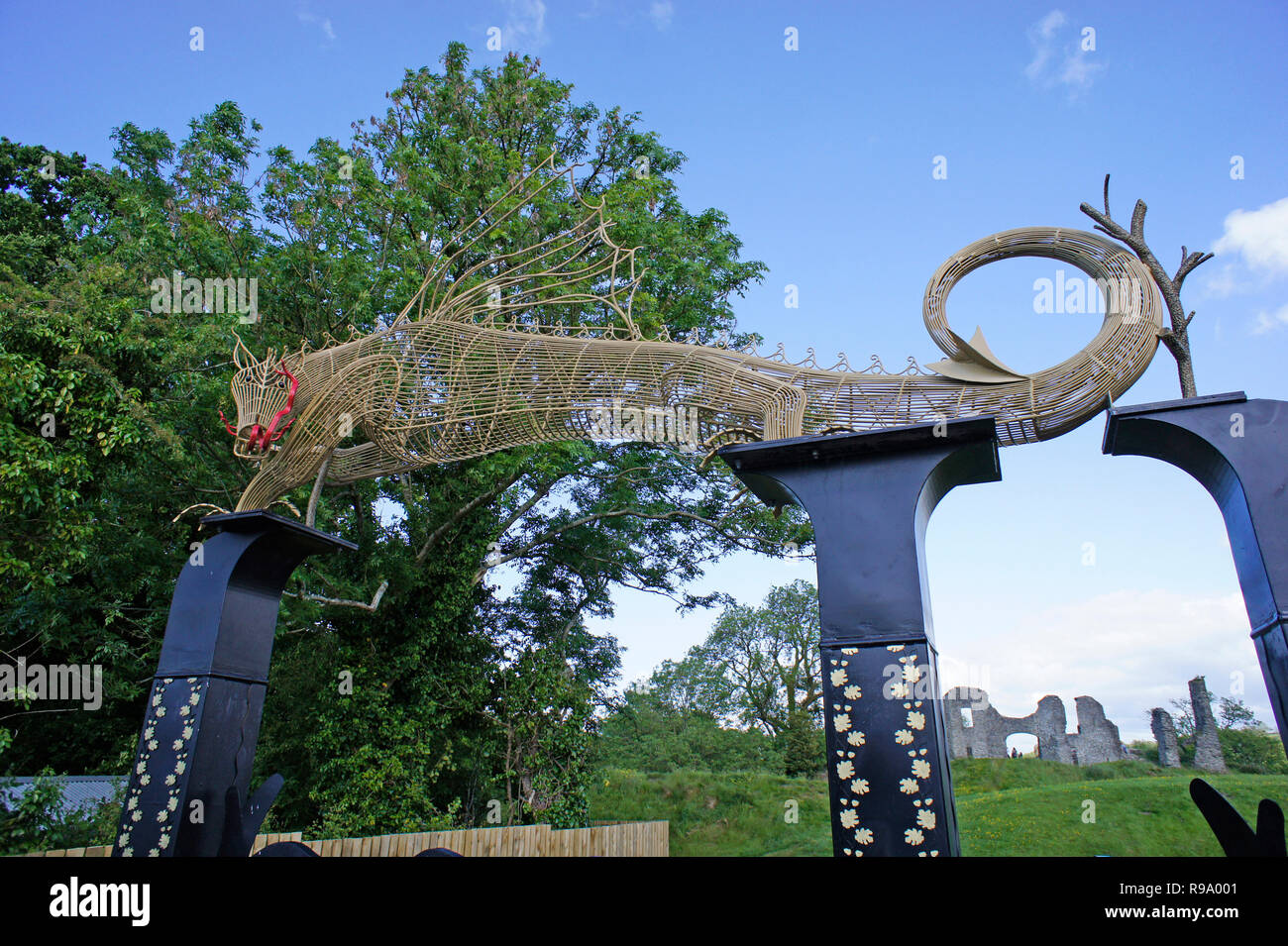 Newcastle Emlyn, die Überreste des normannischen Schlosses Stockfoto