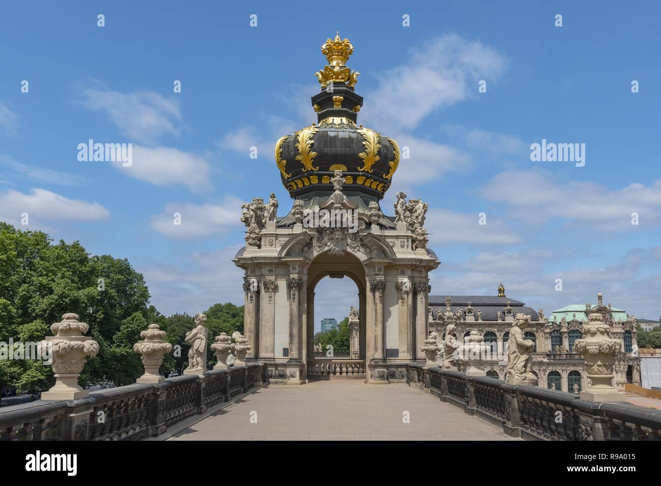 View of Crown Gate (Kronentor) in the courtyard of Zwinger Palace, royal palace XVII century in Dresden, Germany. Stockfoto