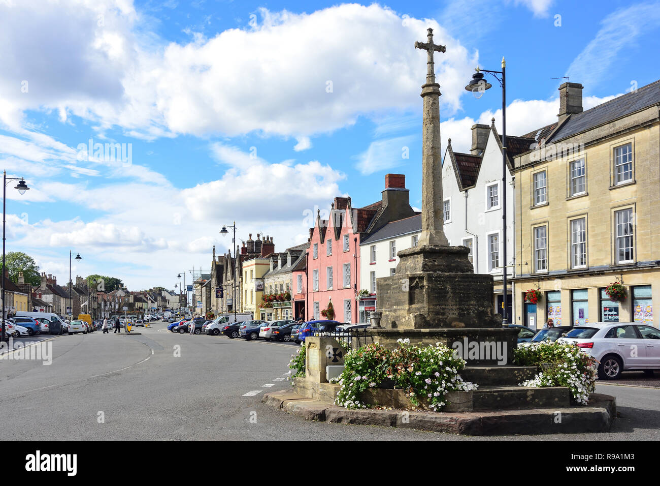 Stadt durchqueren, Broad Street, Chipping Sodbury, Gloucestershire, England, Vereinigtes Königreich Stockfoto