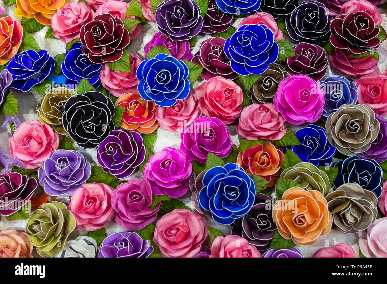 Silk Rosen Blumen Hintergrund Stockfoto