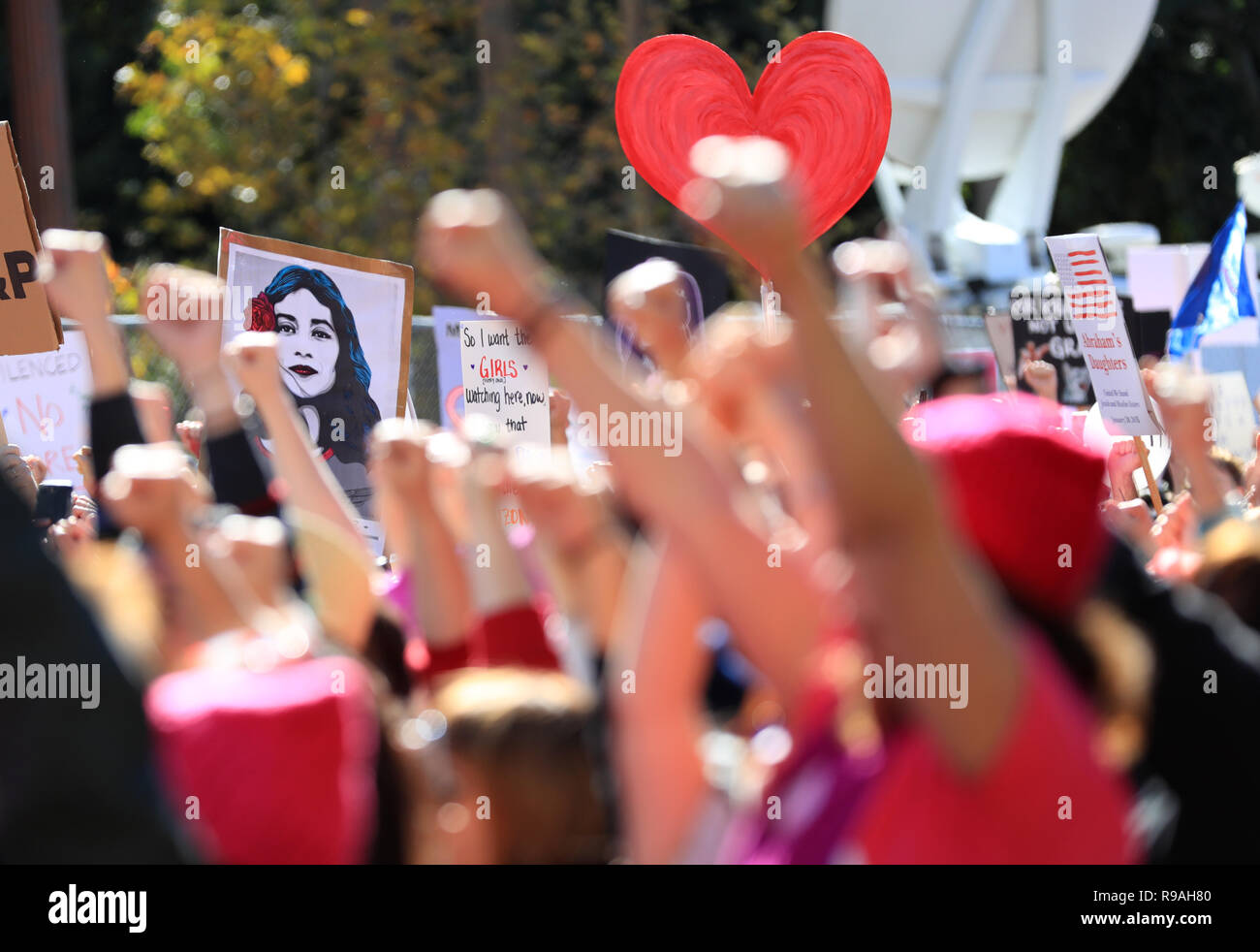 New York, USA. 20 Jan, 2018. Demonstranten Rally in der Nähe der Stadt Halle im März der Frauen in Los Angeles, USA, Jan. 20, 2018. Credit: Li Ying/Xinhua/Alamy leben Nachrichten Stockfoto