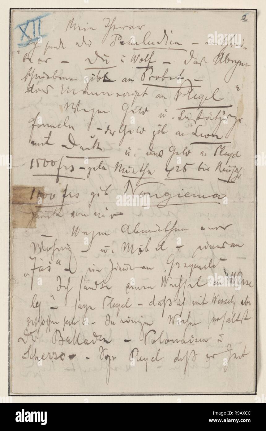 Brief an Julian Fontana, 22. Januar 1839. Museum: Fryderyk Chopin Institut, Warschau. Stockfoto