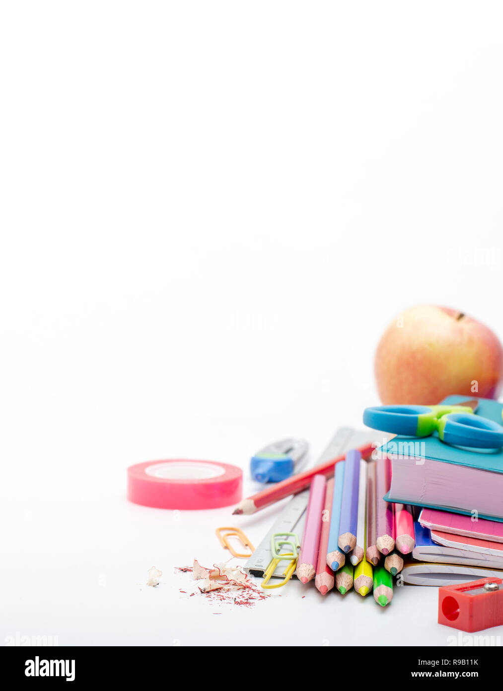 Schule Punkte auf weißem Hintergrund mit Kopie Raum Stockfoto