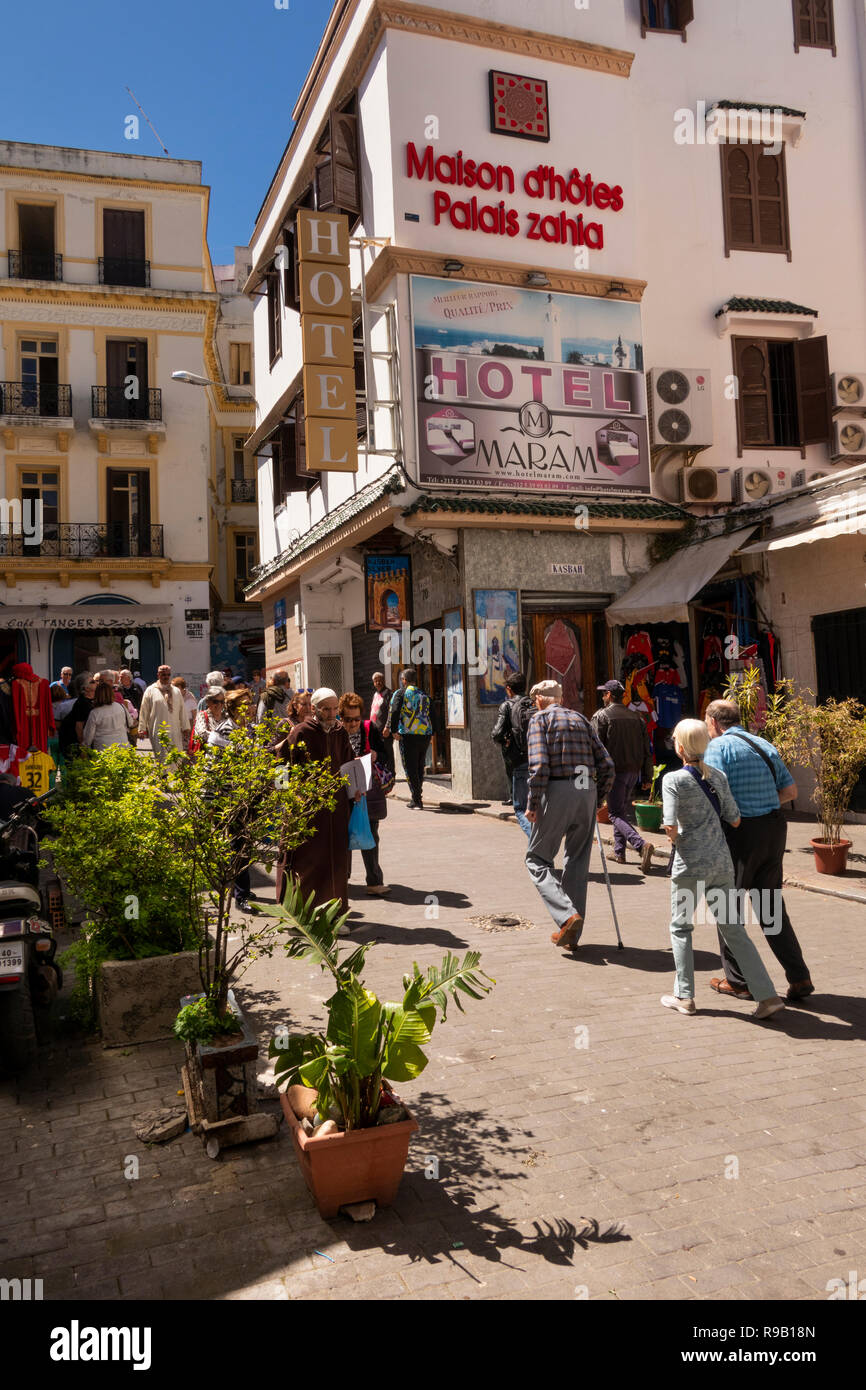 Marokko, Tanger, Medina, Rue als Siagnhin, Maison d'Hotes, Palais Zahla Hotel Stockfoto