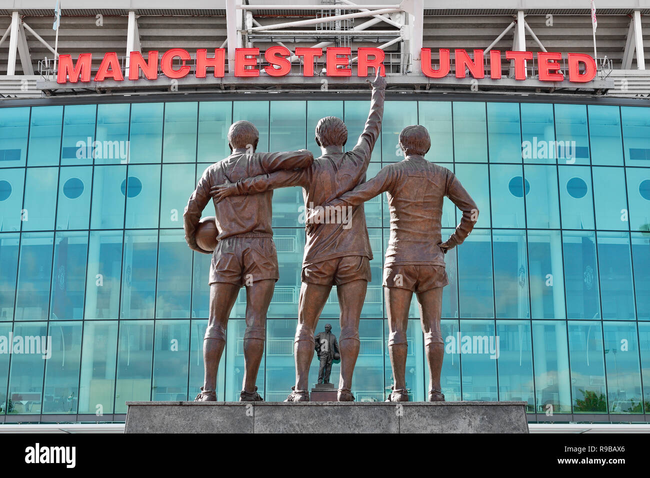 Das Old Trafford Stadium, die Heimat von Manchester United Football Club, England, Vereinigtes Königreich Stockfoto
