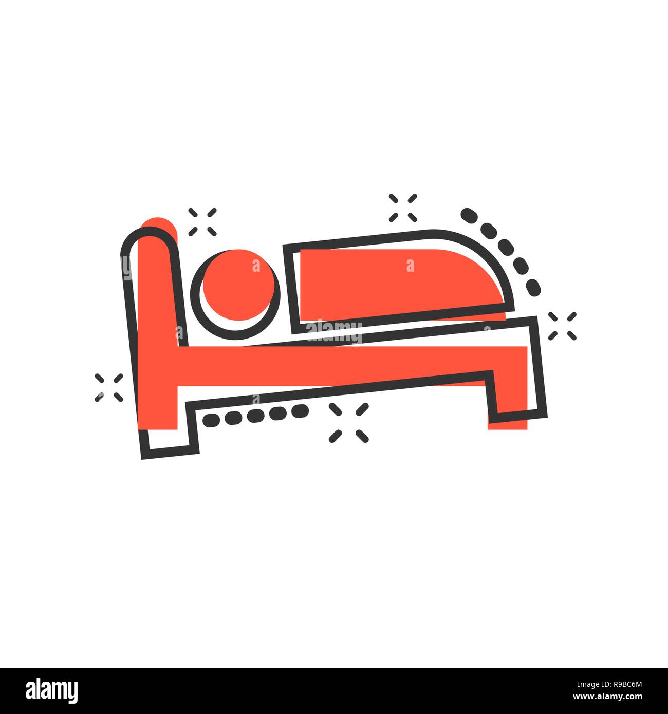 Bett Symbol im Comic-stil. Schlafen Schlafzimmer vektor Cartoon  Illustration Piktogramm. Entspannen sofa Geschäftskonzept splash Wirkung  Stock-Vektorgrafik - Alamy
