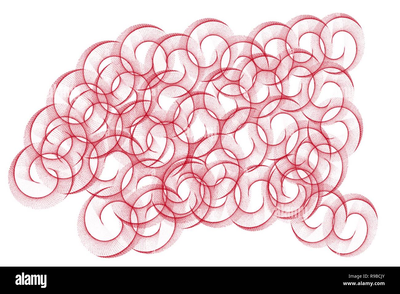 Rote Hand gezeichnet Ring Kette unregelmäßige Aquarell Hintergrund Muster Stockfoto