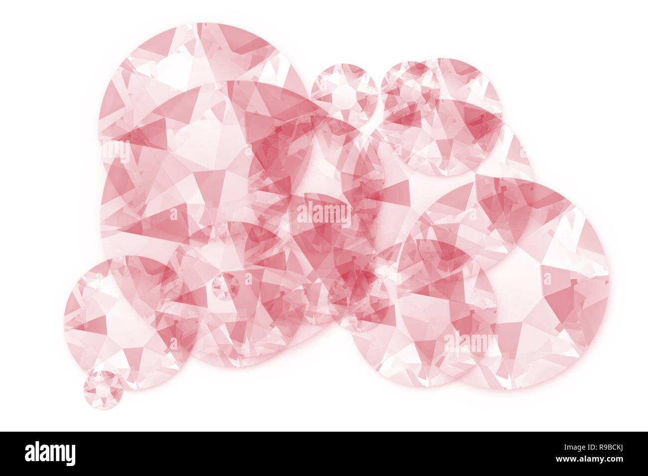 Rote Hand gezeichnet transparente Kreis Diamant Schmuck Aquarell Hintergrund Muster Stockfoto