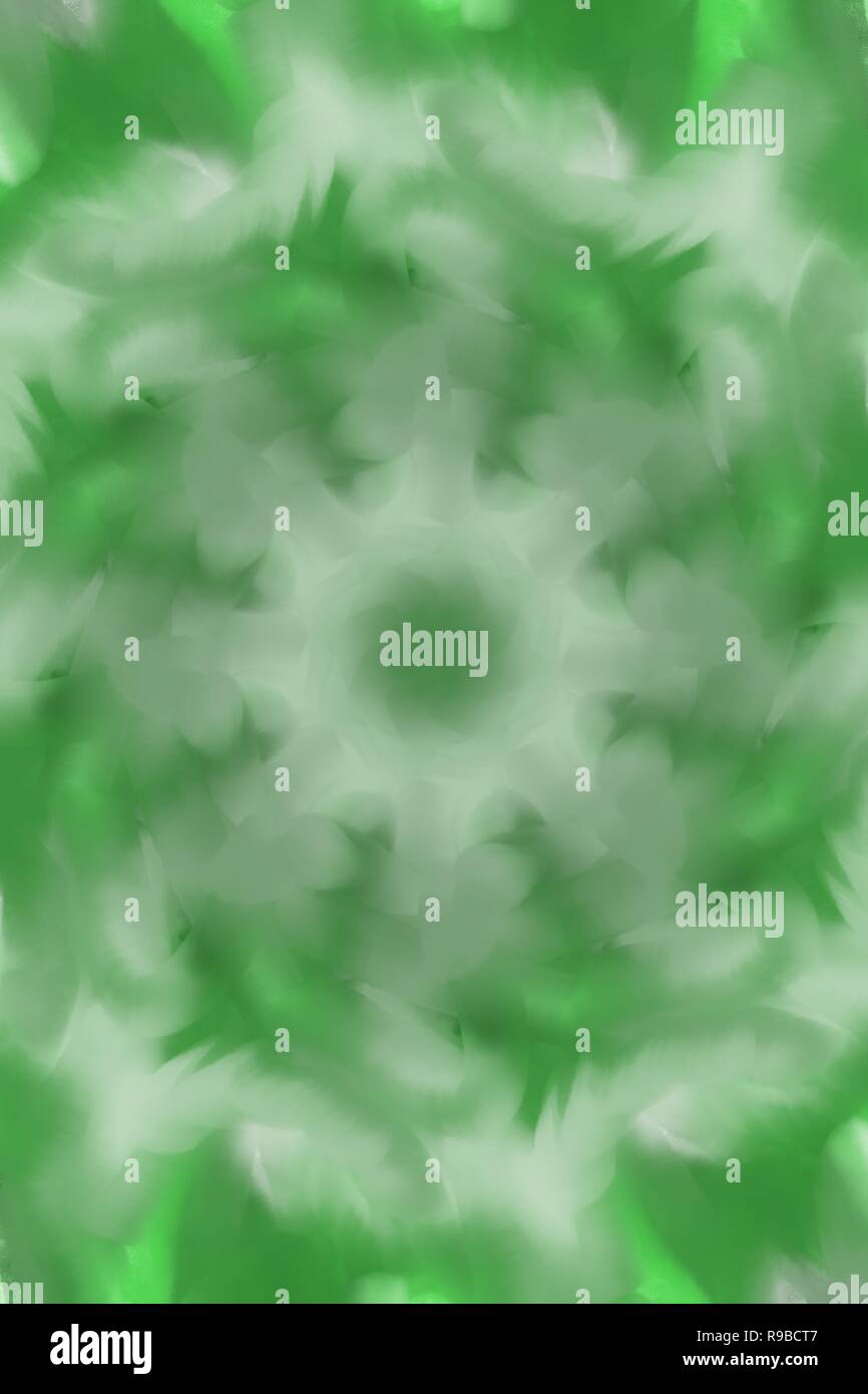 Grüne abstrakte Mandala Bio leaf Hand gezeichnet Aquarell Hintergrund Muster Stockfoto