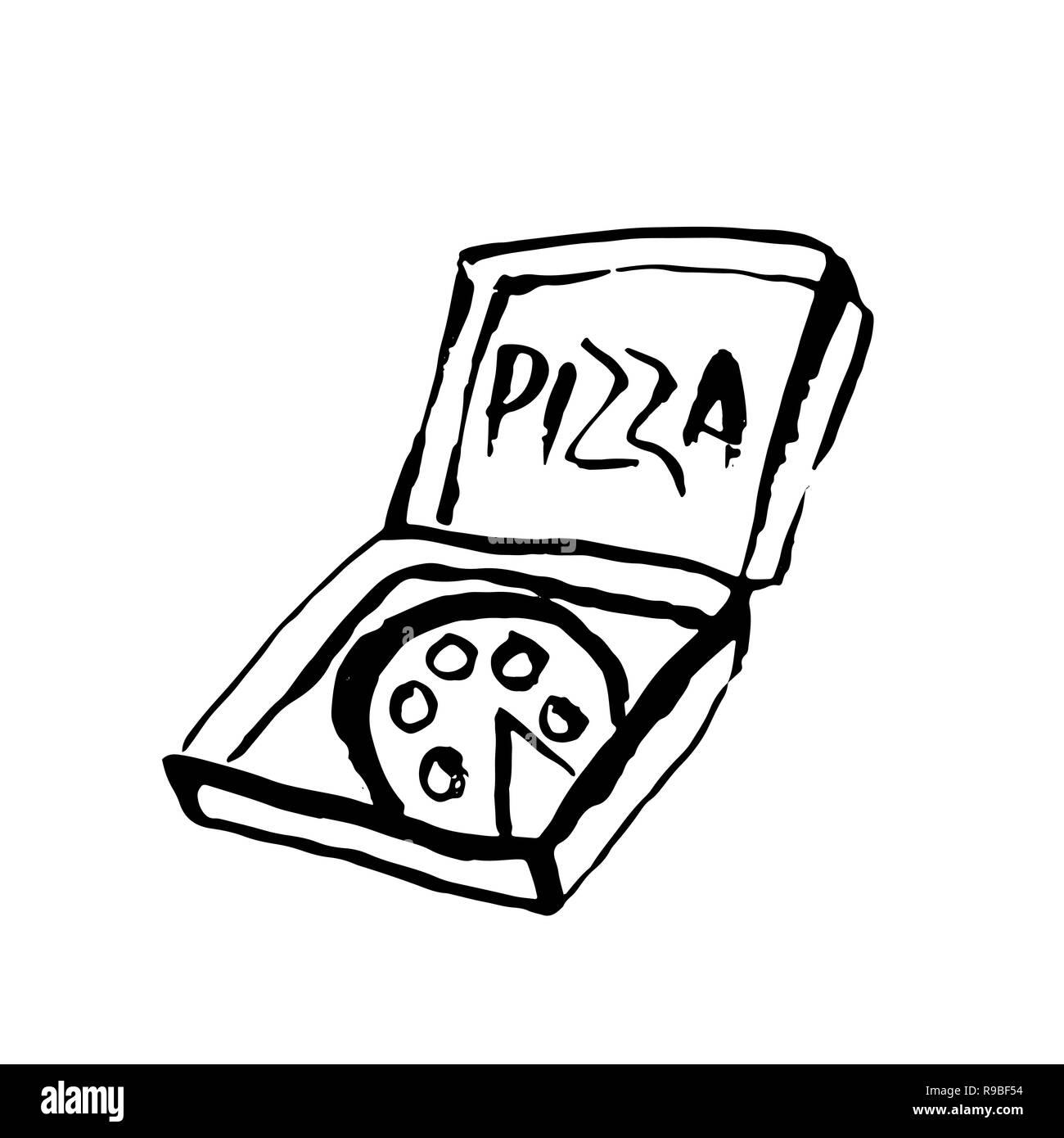Pizza-Symbol. Vektor grunge Tinte Abbildung. Stock Vektor