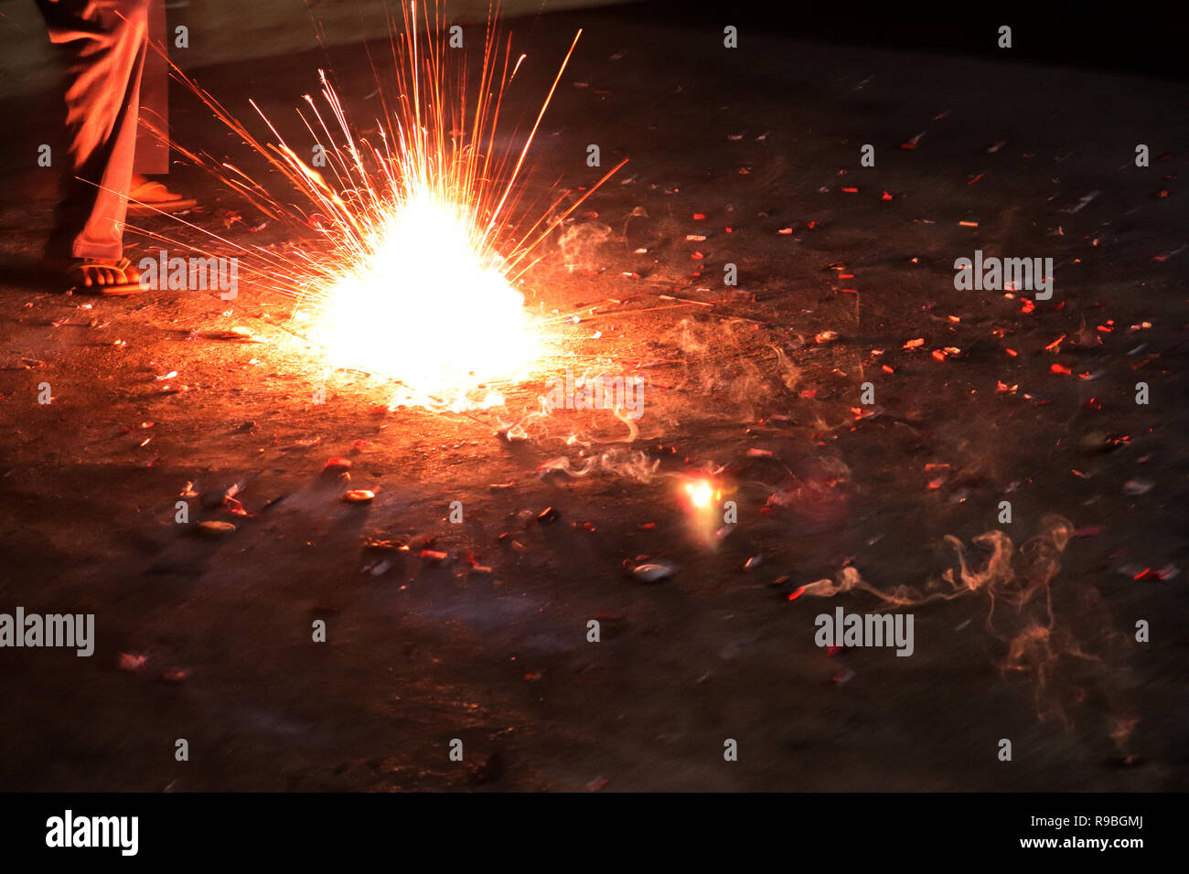 Diwali Fest Feier Feuerwerk Stockfoto