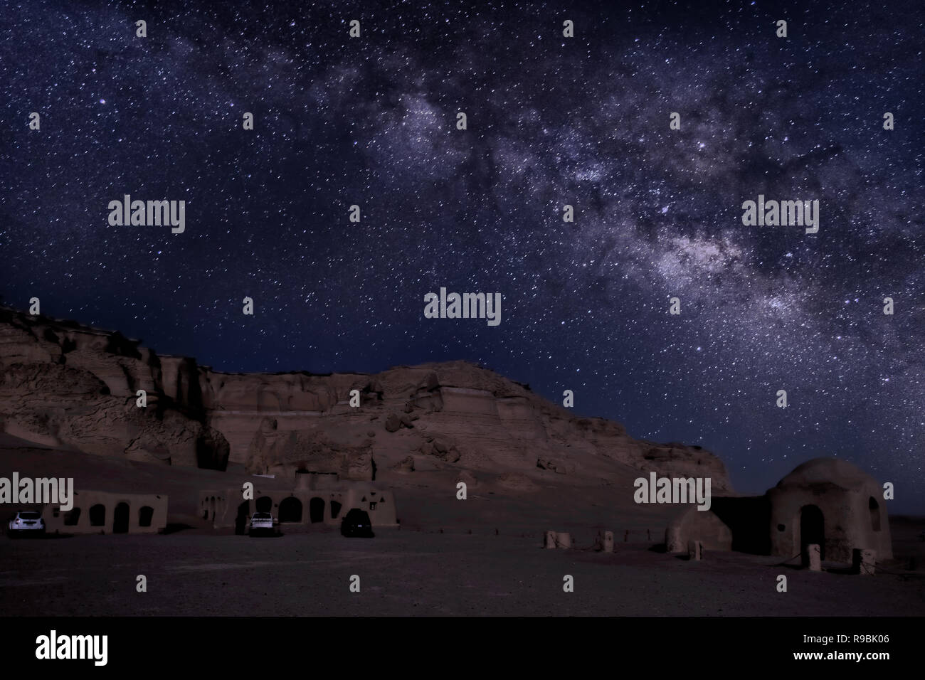 Astronomie Nacht in Wadi El Hitan "Tal der Wale" eine paläontologische Standort im Faiyum Gouvernoraten Ägyptens, rund 150 km südwestlich von Kairo Stockfoto