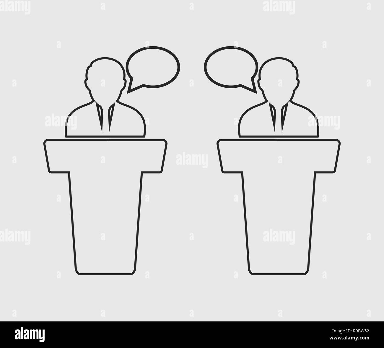 Debatte Symbol Leitung auf grauem Hintergrund Stock Vektor