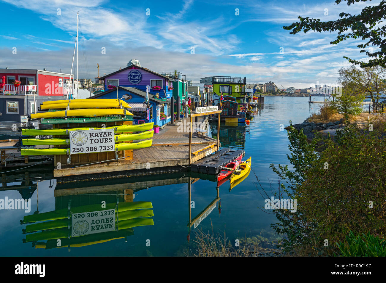 Kanada, British Columbia, Victoria, Fisherman's Wharf, Kajaks, Ausflüge Stockfoto