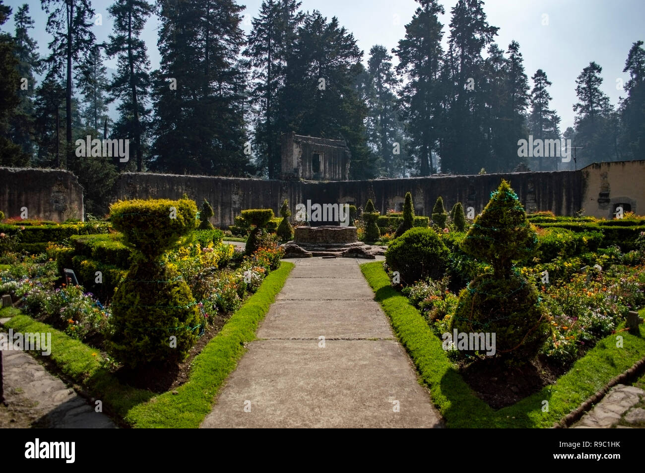 Der Innenhof auf Ex Convento del Desierto de los Leones in Mexiko City, Mexiko Stockfoto