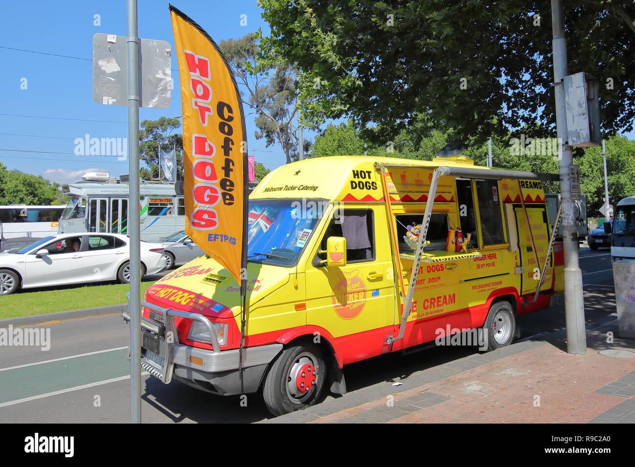 Hot Dog Wagen Auf Der Strasse Geparkt In Melbourne Australien