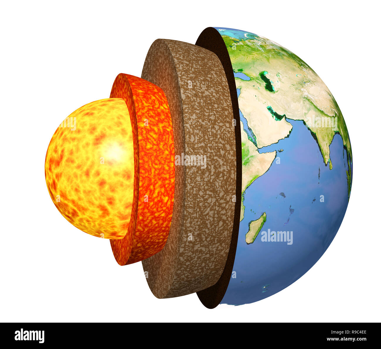 Model of planet earth internal structure -Fotos und -Bildmaterial in