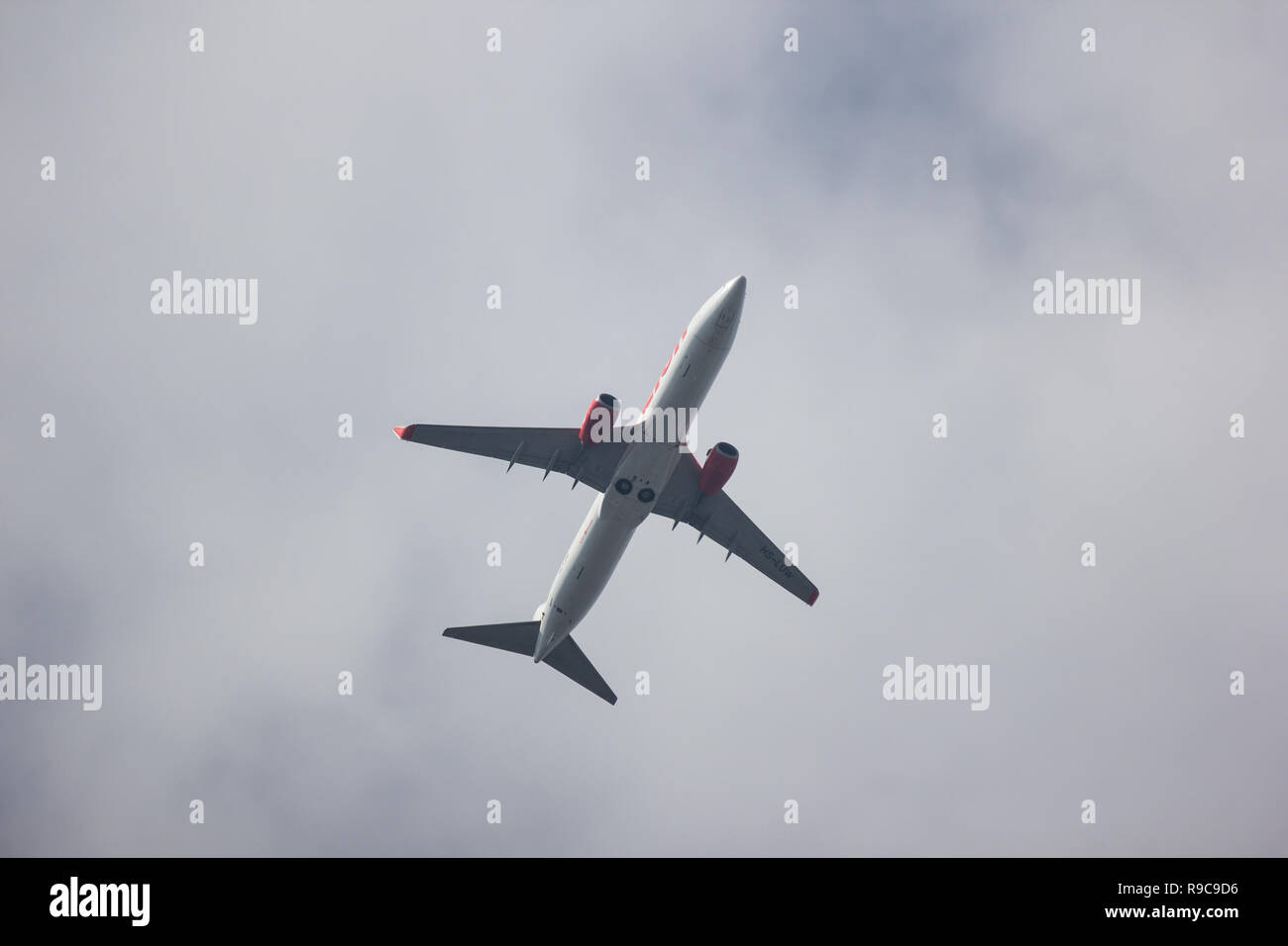 Chiangmai, Thailand - 14. Dezember 2018: HS-LUW Boeing 737-800 der Thai lionair Airline. Von Chiangmai Flughafen in Bangkok. Stockfoto