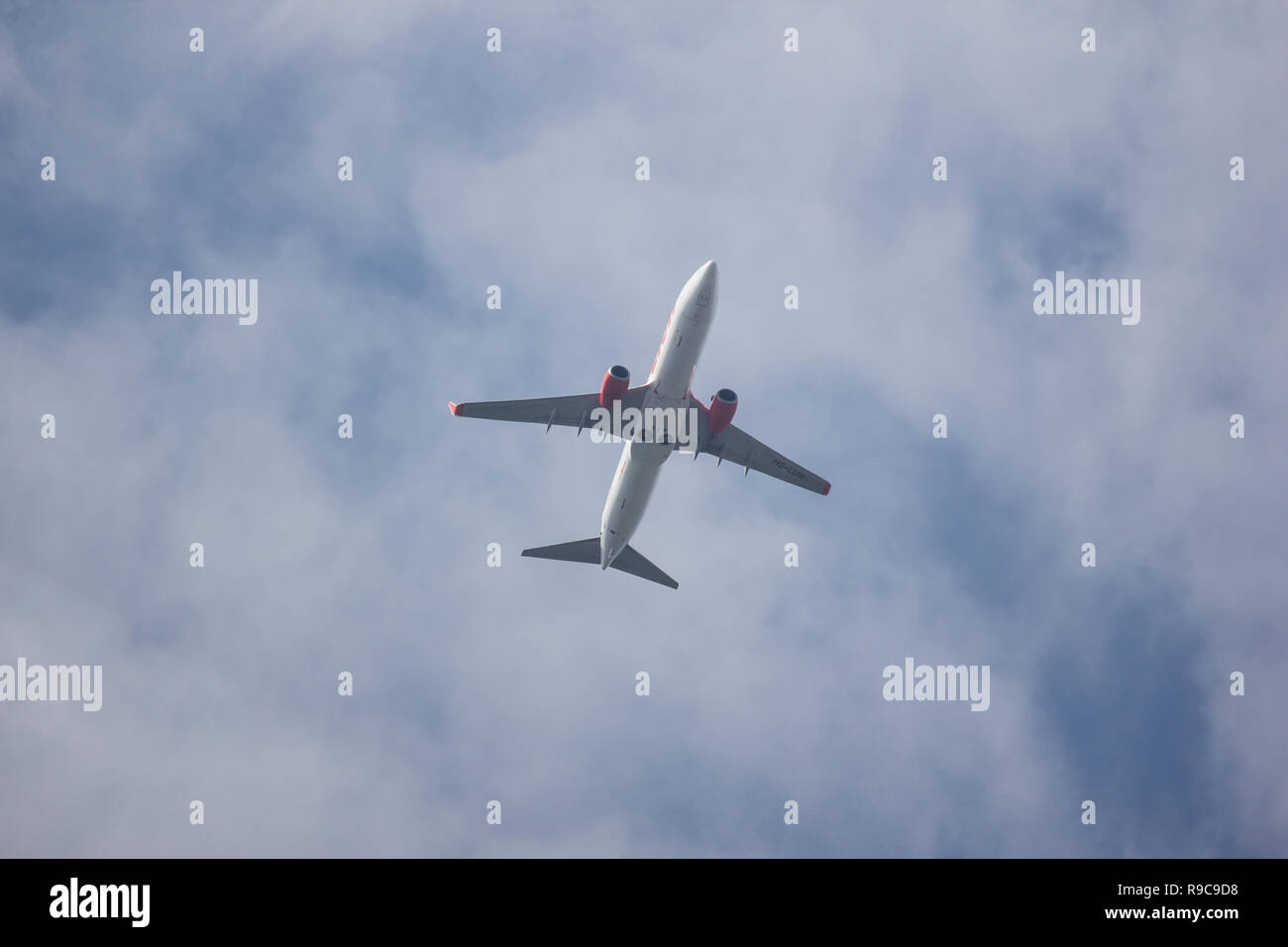 Chiangmai, Thailand - 14. Dezember 2018: HS-LUW Boeing 737-800 der Thai lionair Airline. Von Chiangmai Flughafen in Bangkok. Stockfoto