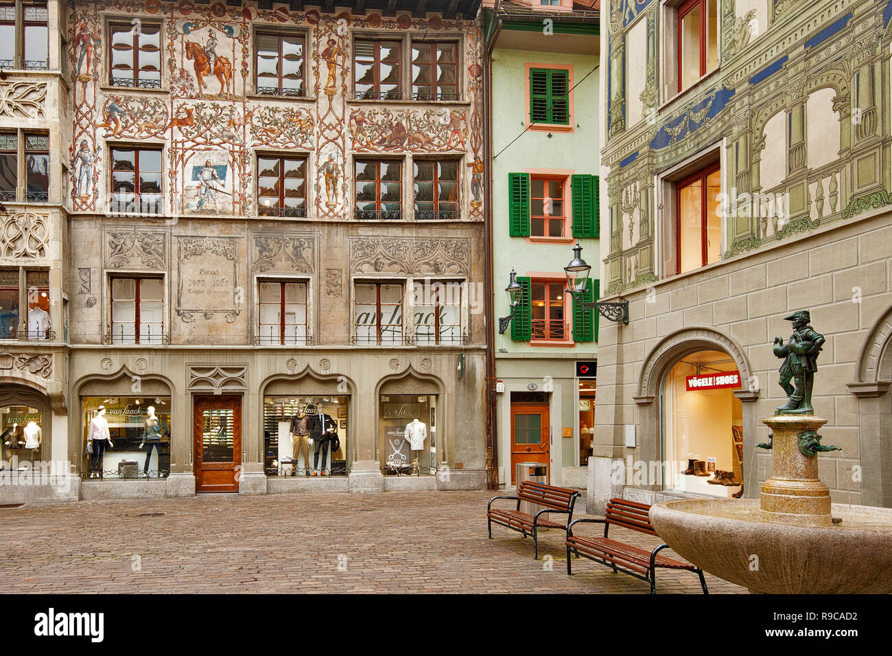 Dornach Haus, um 1900, neo-gotischen mit Manieristischen Freskomalereien von Seraphin Weingartner in Luzern, Schweiz Stockfoto