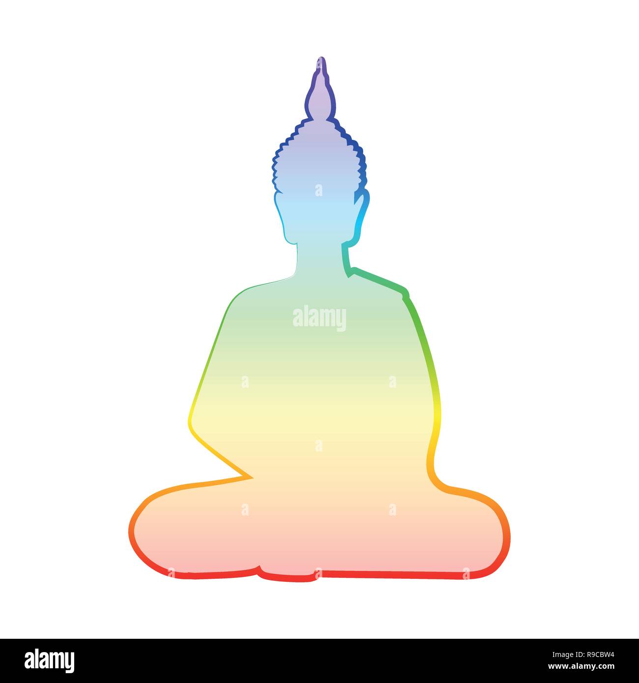Buddha Silhouette in Regenbogenfarben Vektor-illustration EPS 10. Stock Vektor
