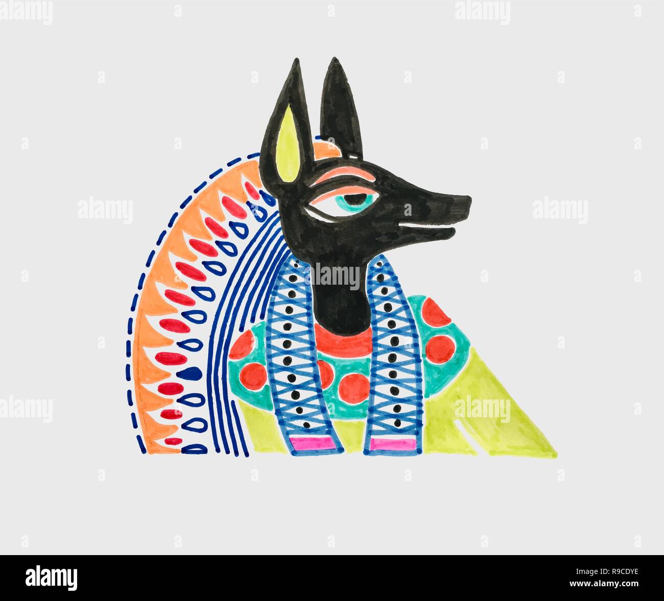 Marker Zeichnung Der Agyptische Gott Anubis Stock Vektorgrafik Alamy