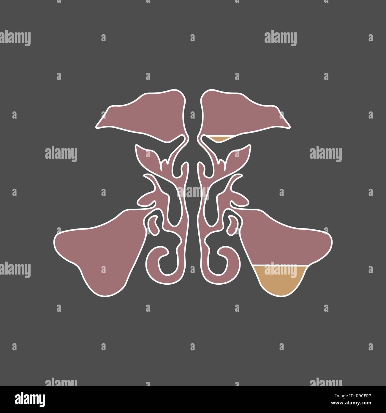 Flat Style Kieferhöhle. Sinusitis. Nasennebenhöhlenentzündung ist eine Entzündung der Nasennebenhöhlen. rhinosinusitis 10 eps Stock Vektor